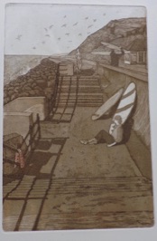 Marine Drive Scarborough etching by Michael Atkin
